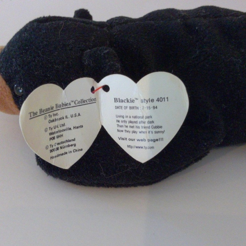 Blackie Black Bear Ty Beanie Babies Vintage Collectible Plush - Picture 5 of 5